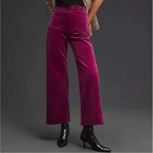 Maeve Pants - Anthropologie Maeve The Collette Corduroy Wide Leg Pants Grape Purple Size 33
